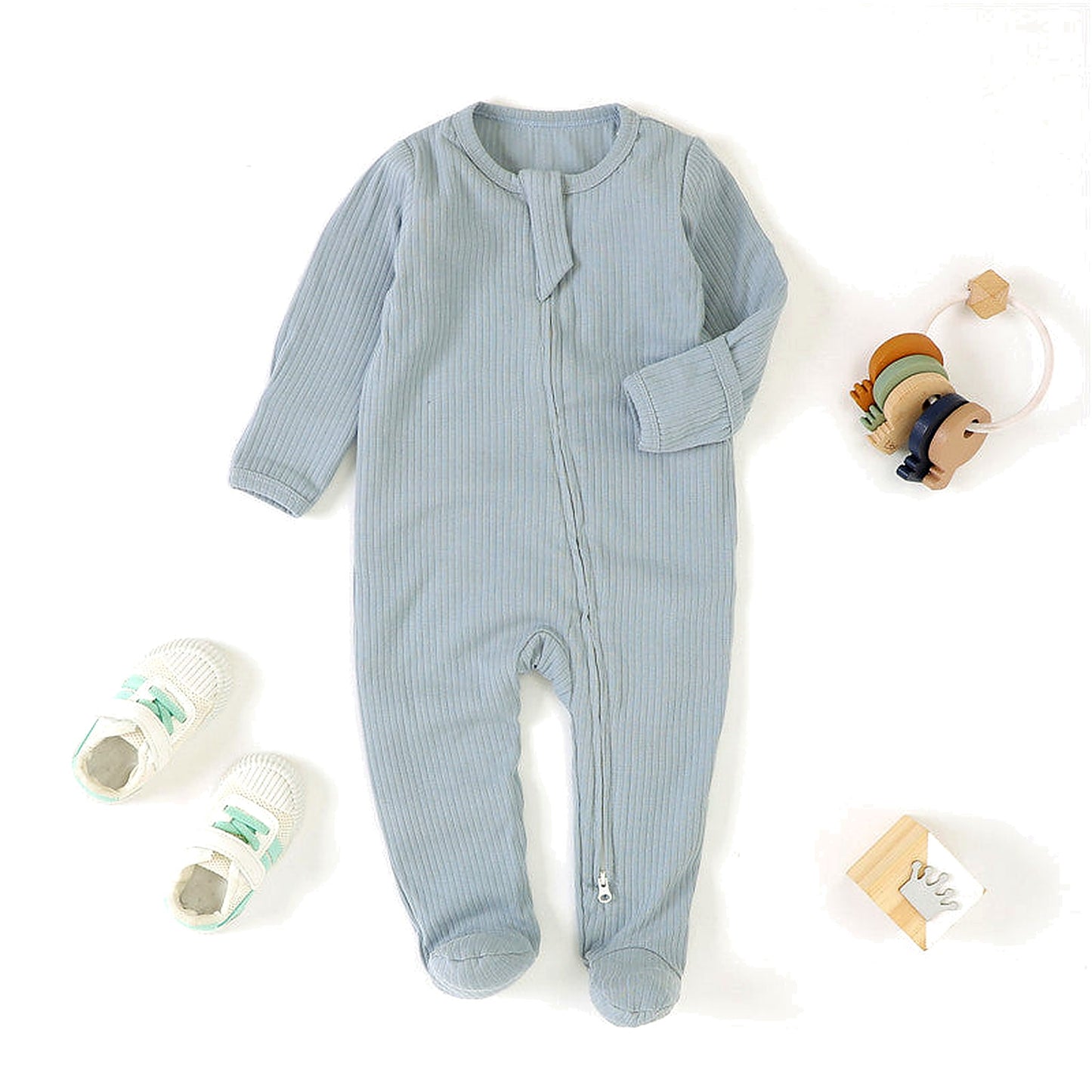 Baby Bodysuit Ribbed Fabric Romper - View 4 | Little Luppo