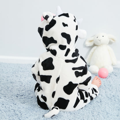 Cow Print Flannel Baby Jumpsuit - Little Luppo