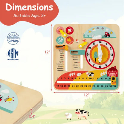 Montessori Wooden Time Learning Clock - Little Luppo