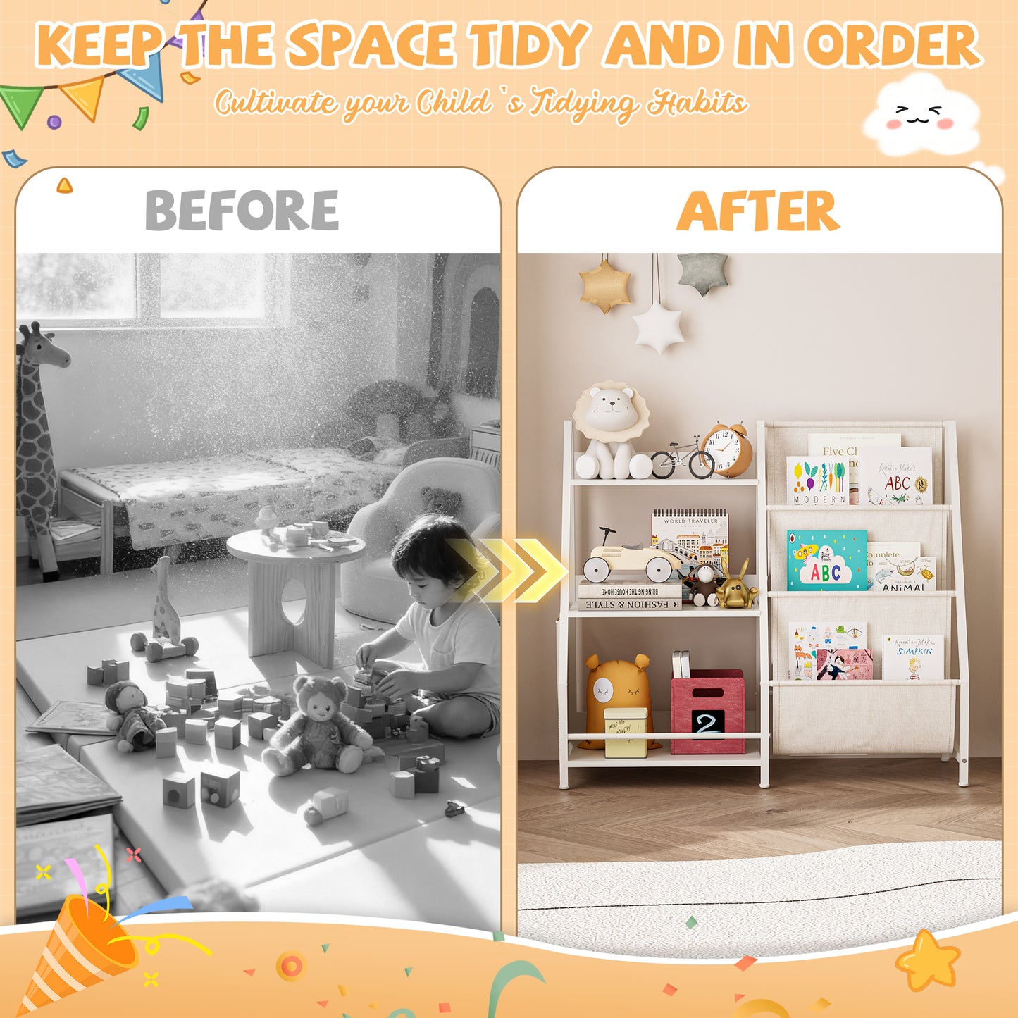 Montessori Bookshelf in nursery room setting