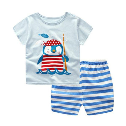 Cartoon Clothing Baby Boy Summer Clothes T-shirt Baby Girl Casual Clothing Sets - Little Luppo