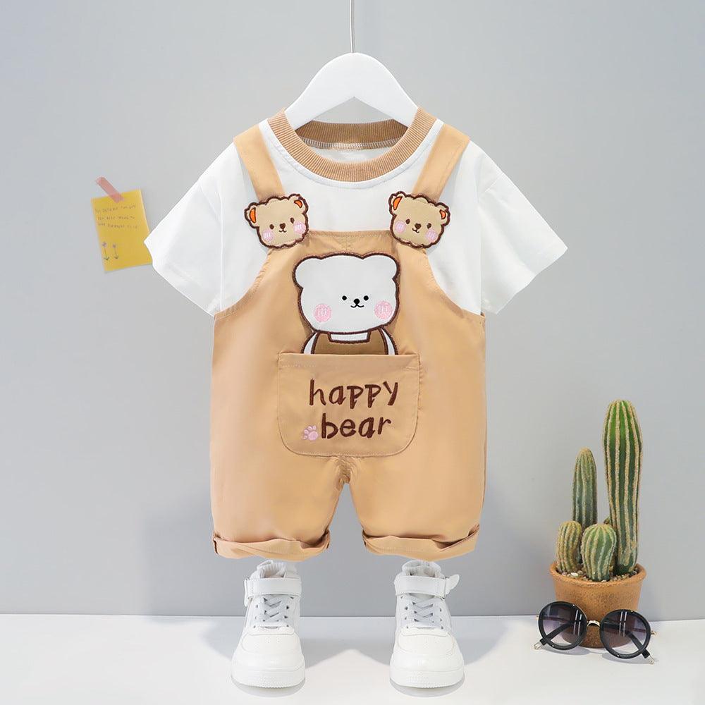 Children's Clothing Men And Women Baby Summer Cartoon Short-sleeved Overalls - Little Luppo