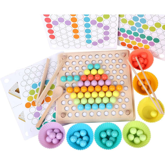 Wooden Peg Board Beads Game - Little Luppo