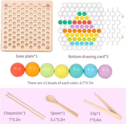 Wooden Peg Board Beads Game - Little Luppo