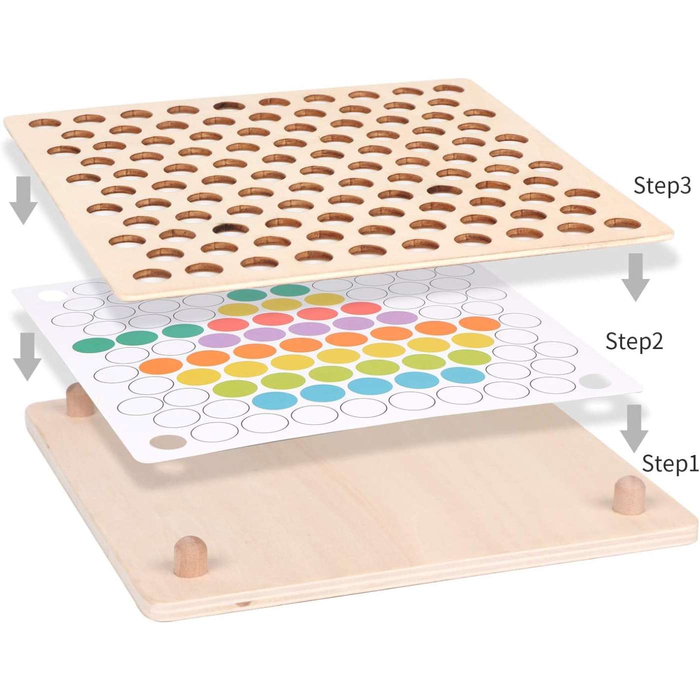 Wooden Peg Board Beads Game - Little Luppo
