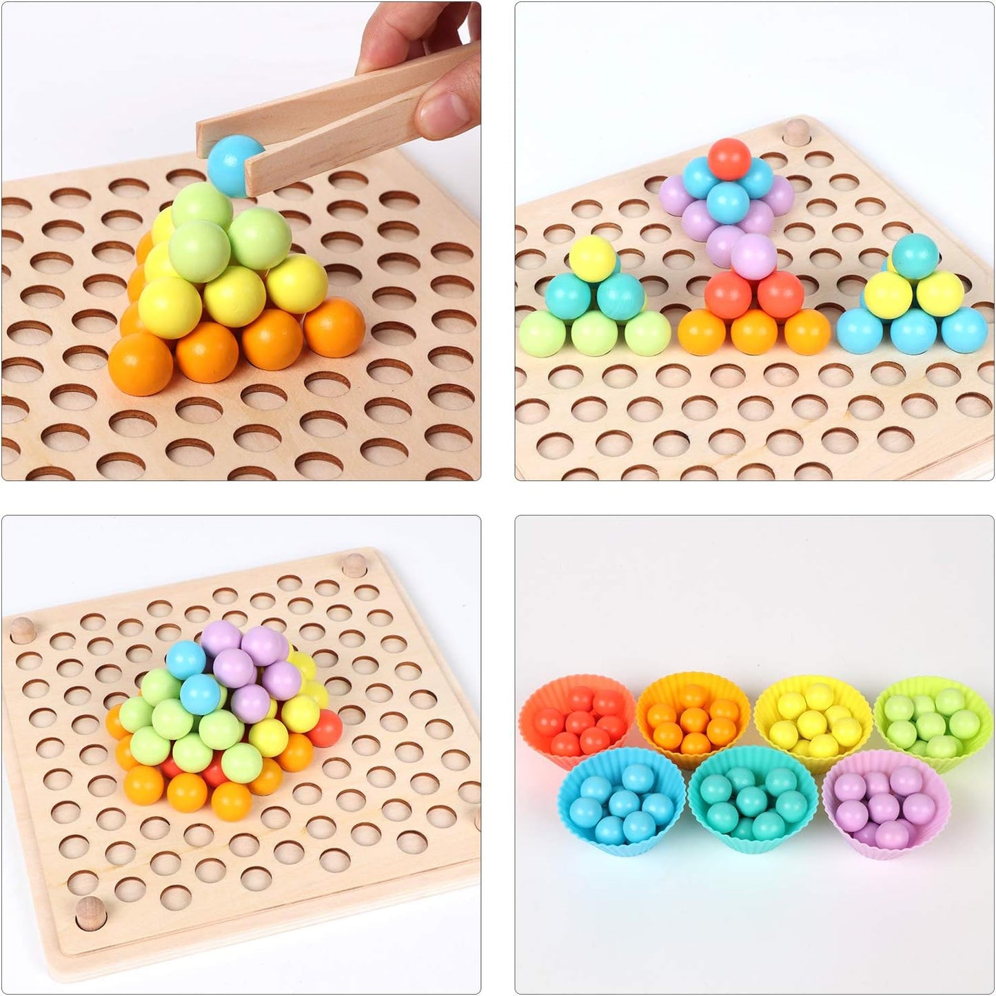 Wooden Peg Board Beads Game - Little Luppo
