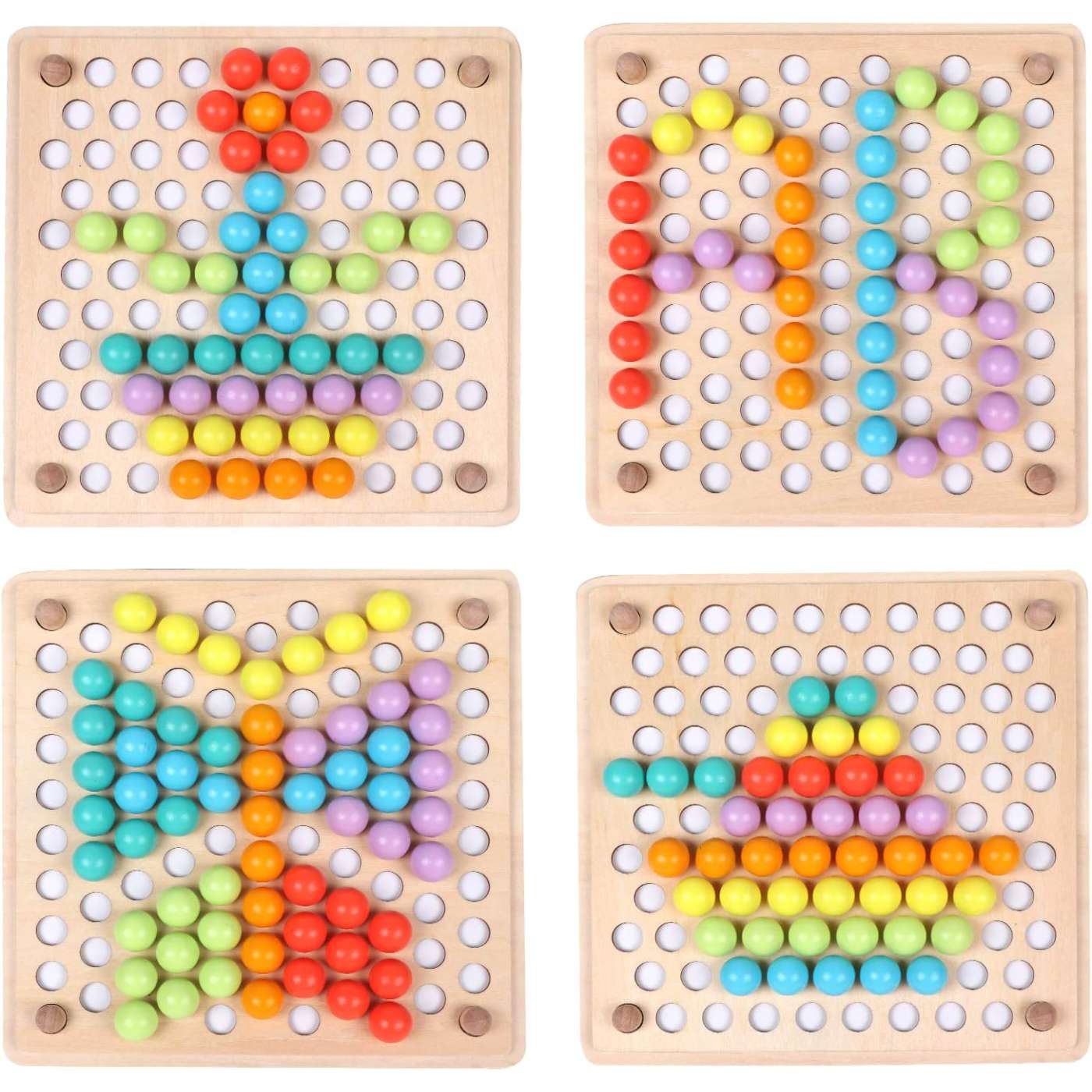 Wooden Peg Board Beads Game - Little Luppo