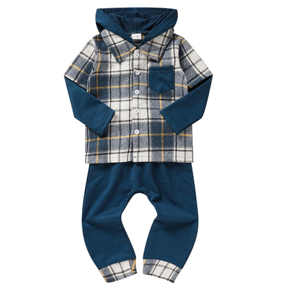Boys’ Plaid Hoodie & Pants - Little Luppo