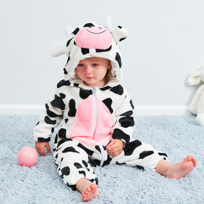 Cow Print Flannel Baby Jumpsuit - Little Luppo
