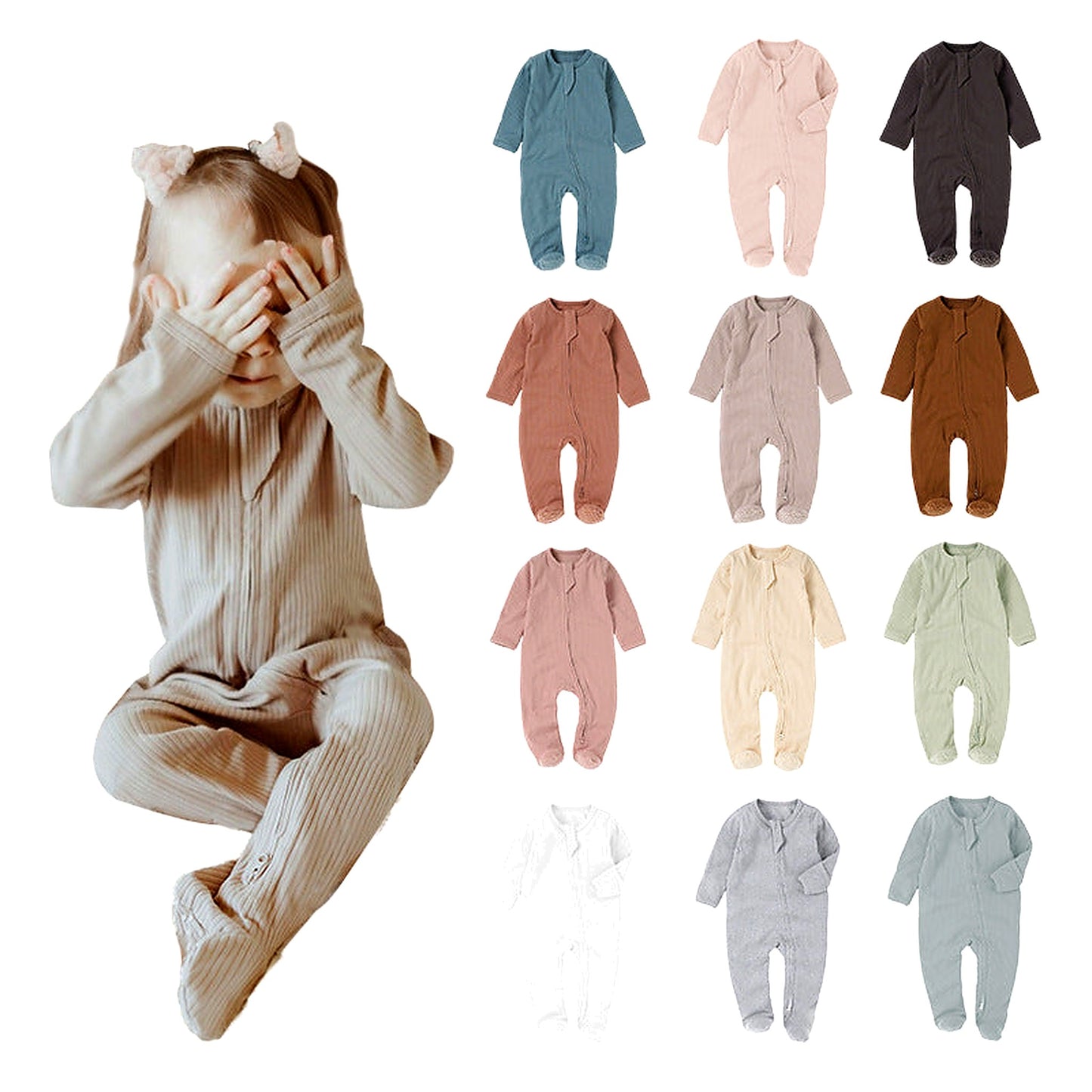 Baby Bodysuit Ribbed Fabric Romper - View 5 | Little Luppo