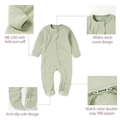 Baby Bodysuit Ribbed Fabric Romper - Detail View | Little Luppo Baby Store