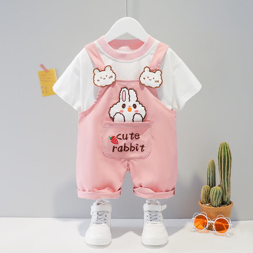 Children's Clothing Men And Women Baby Summer Cartoon Short-sleeved Overalls - Little Luppo