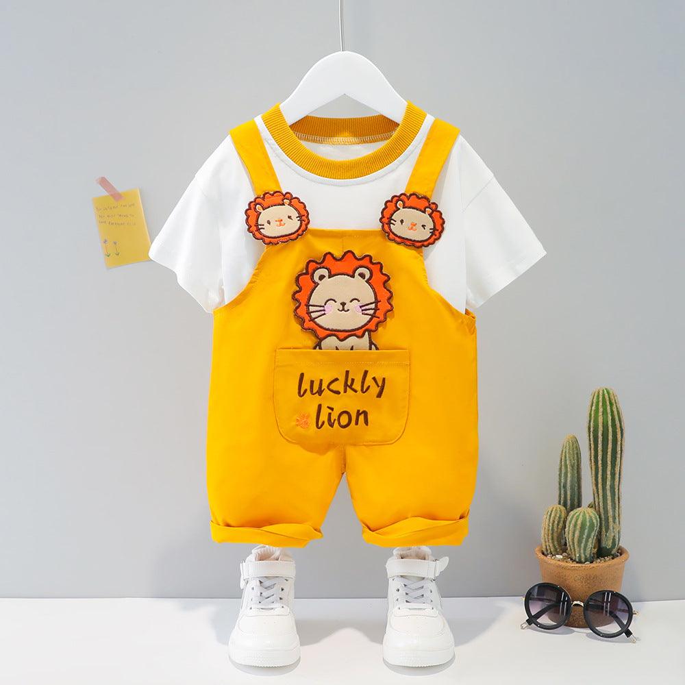 Children's Clothing Men And Women Baby Summer Cartoon Short-sleeved Overalls - Little Luppo