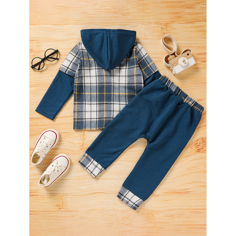 Boys’ Plaid Hoodie & Pants - Little Luppo
