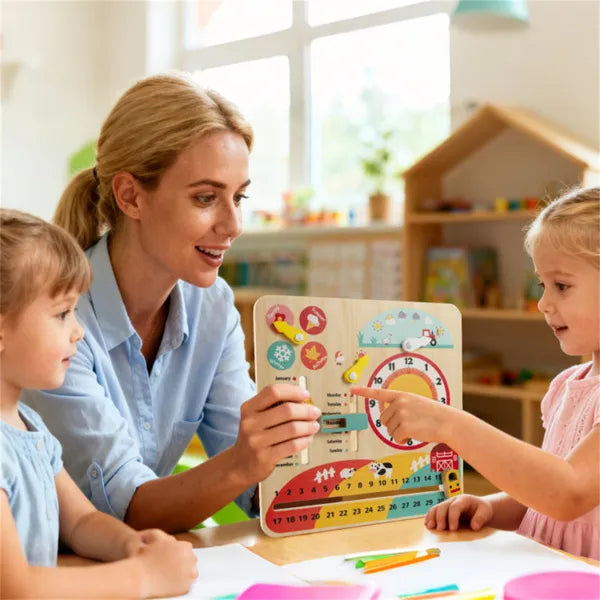 Montessori Wooden Time Learning Clock - Little Luppo
