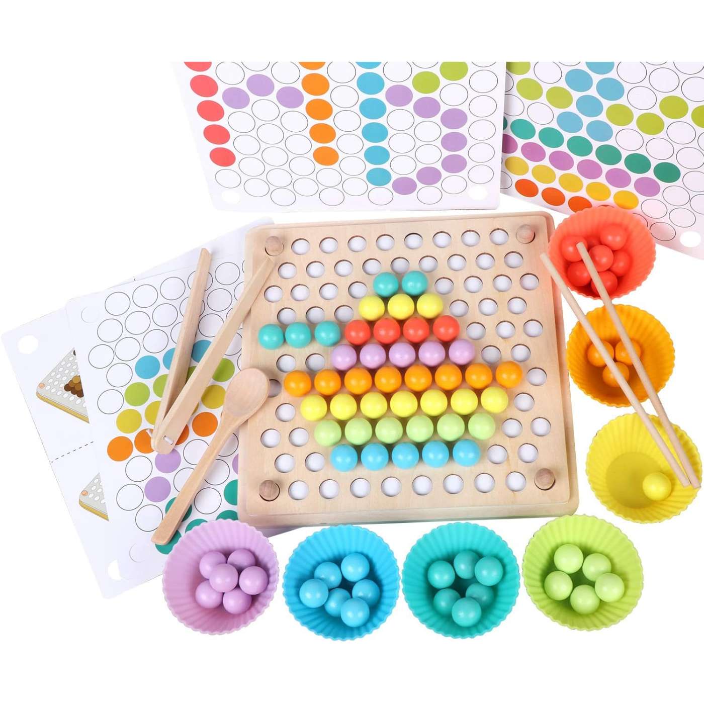 Wooden Peg Board Beads Game - Little Luppo