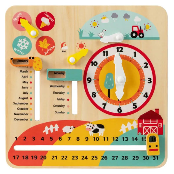Montessori Wooden Time Learning Clock - Little Luppo