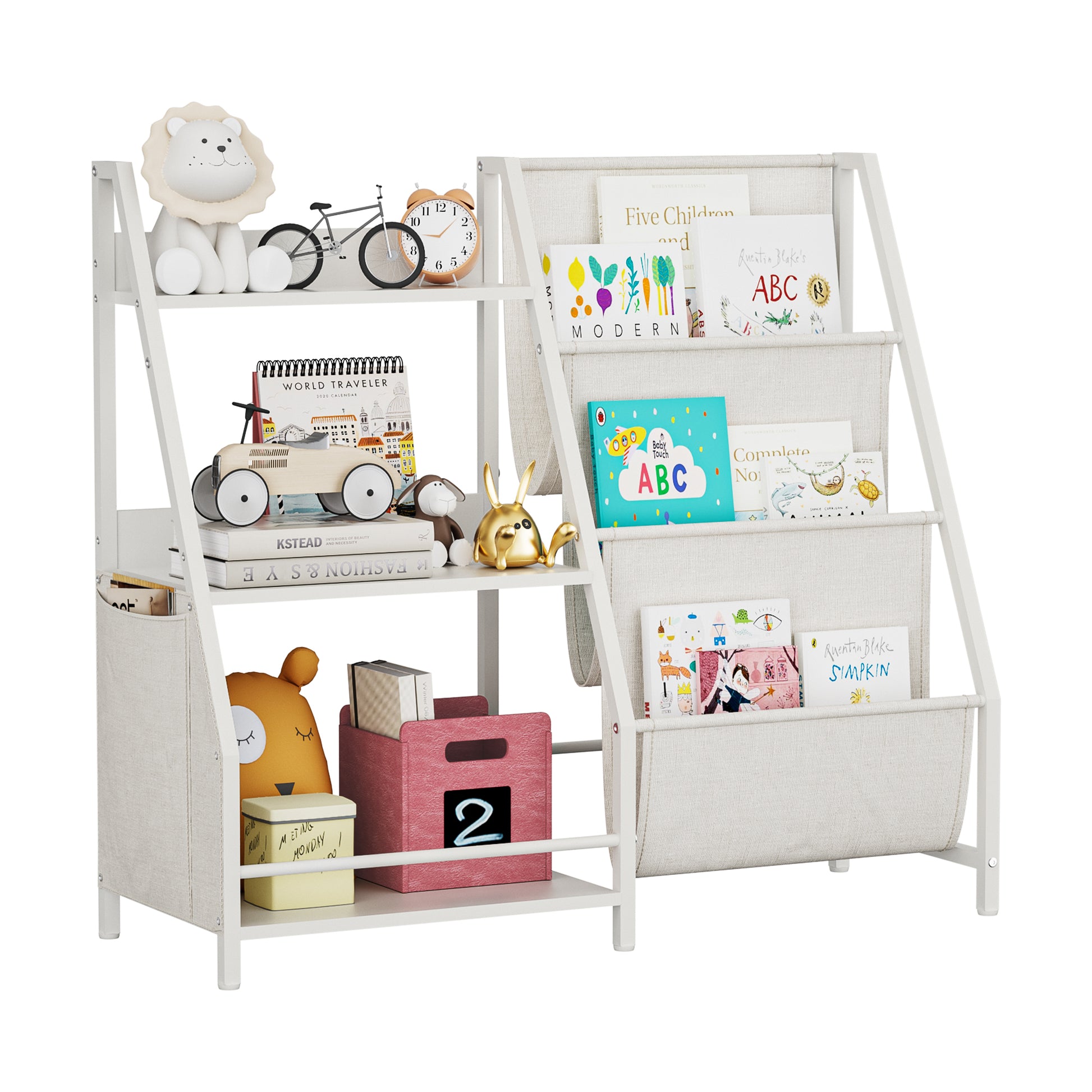 Montessori Bookshelf & Toy Organizer front view white